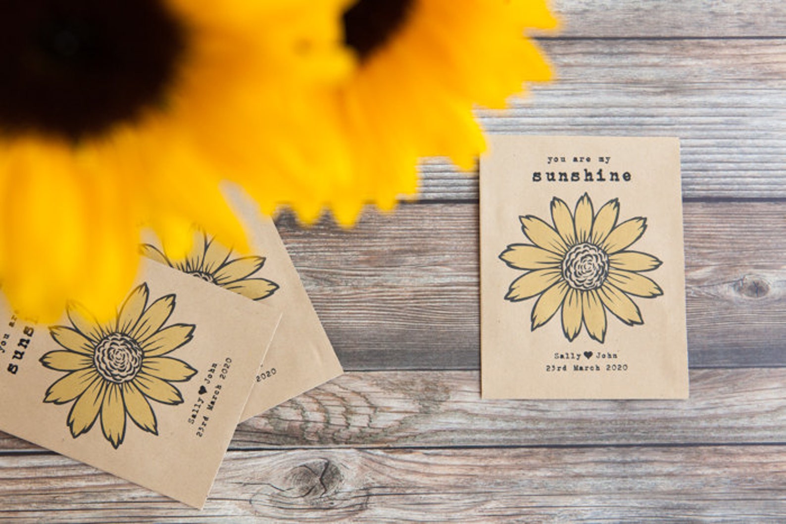 10 Sunflower Personalised Seed Packet Favours Etsy UK