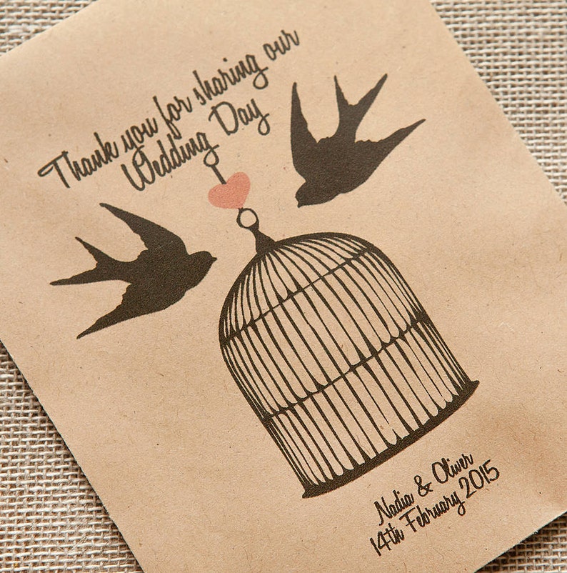 10 Love Birds Personalised Seed Packet Favours