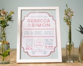 Playbill Personalised Wedding Day Print