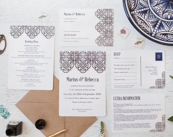 Spanish Tile Wedding Stationery - Minimum order of 25