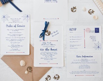 Nautical DIY Wedding Invitation Pack - Minimum order of 25