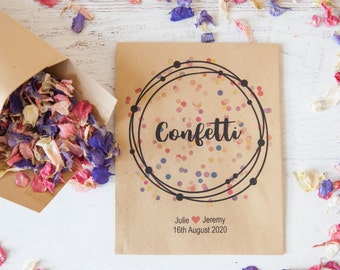 10 Personalised Colourful Confetti Packets