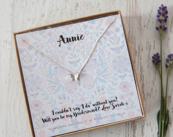 Silver Butterfly Or Bee Necklace On Personalised Gift Card