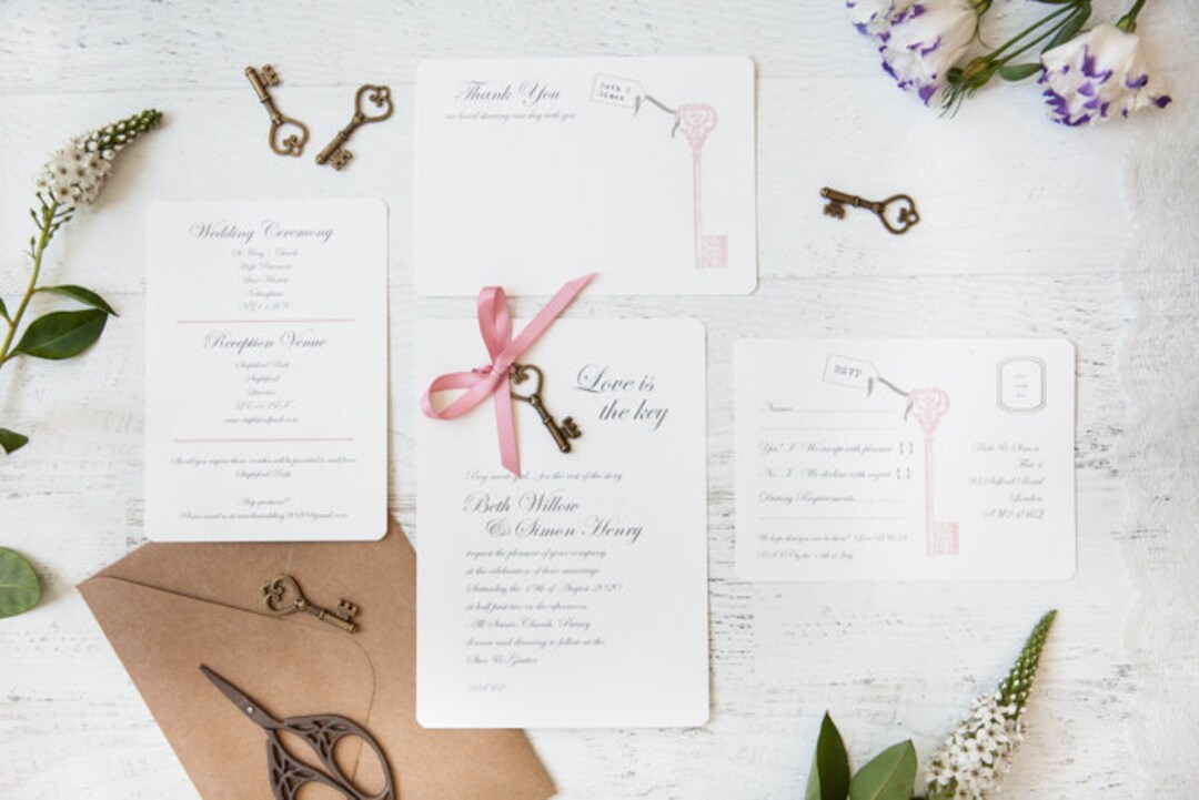 Love is the Key DIY Invitation Pack Minimum Order of 25 Etsy