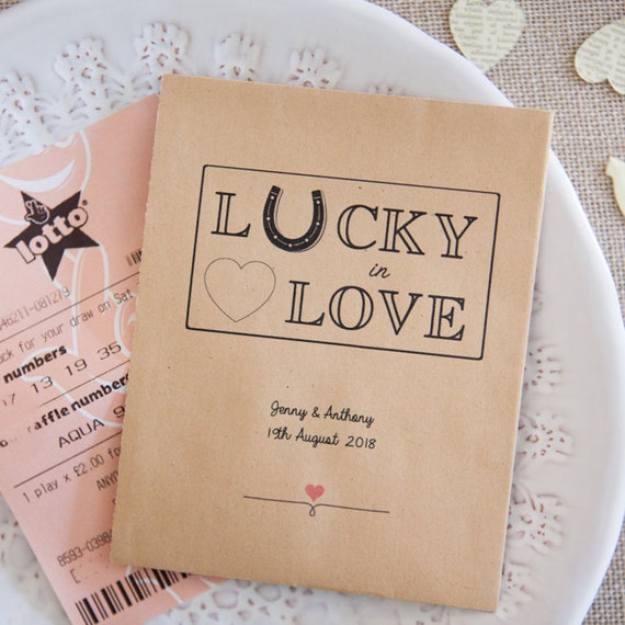 10 Lucky in Love Personalised Lottery Ticket Holders 