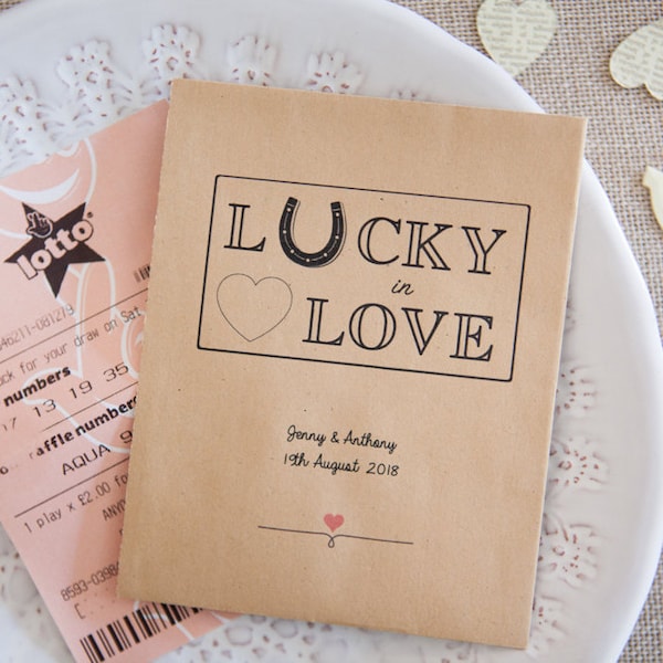 10 Lucky in Love Personalised Lottery Ticket Holders