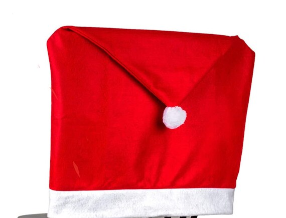 christmas house santa hat chair covers