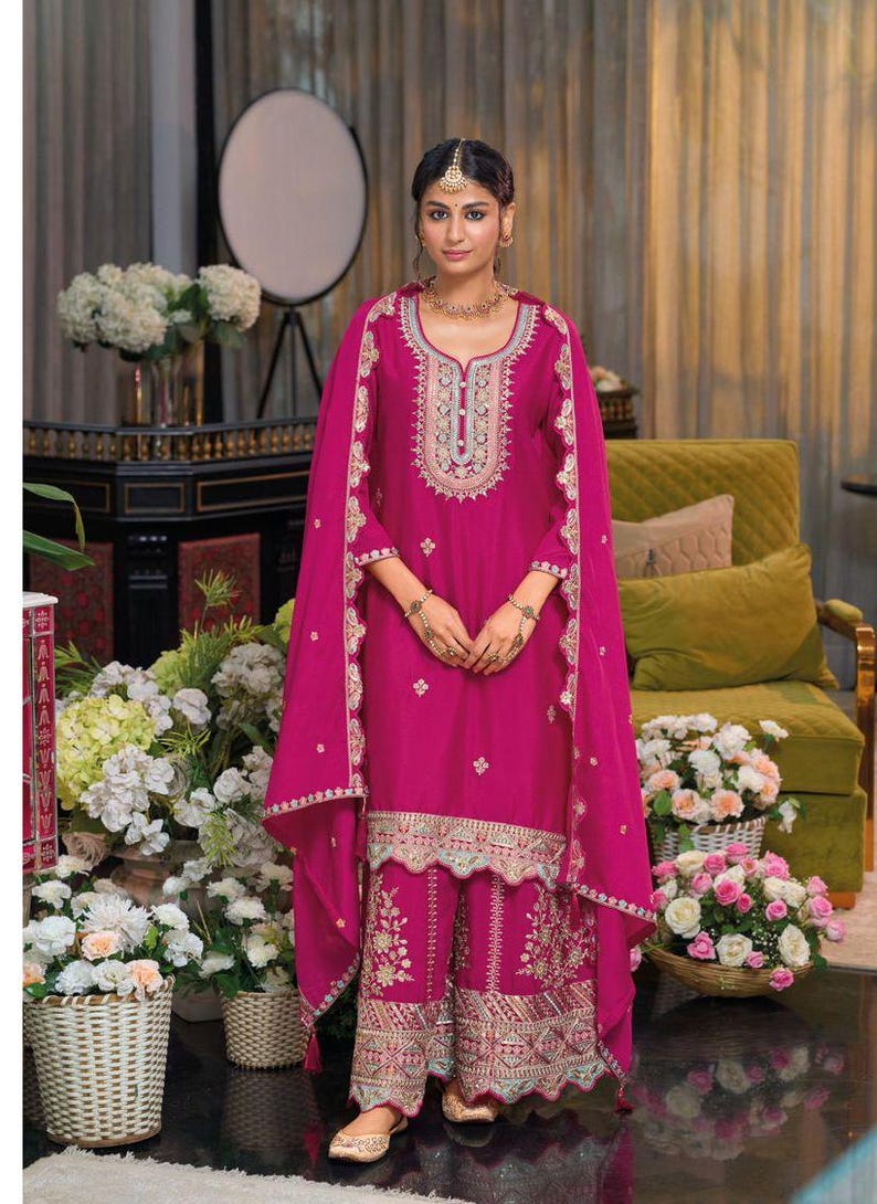 Women Rani Chinon Un Stitched Suit Ethnic Collections main image 1