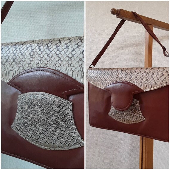 1940s LEATHER and SNAKESKIN HANDBAG Vintage Fortie