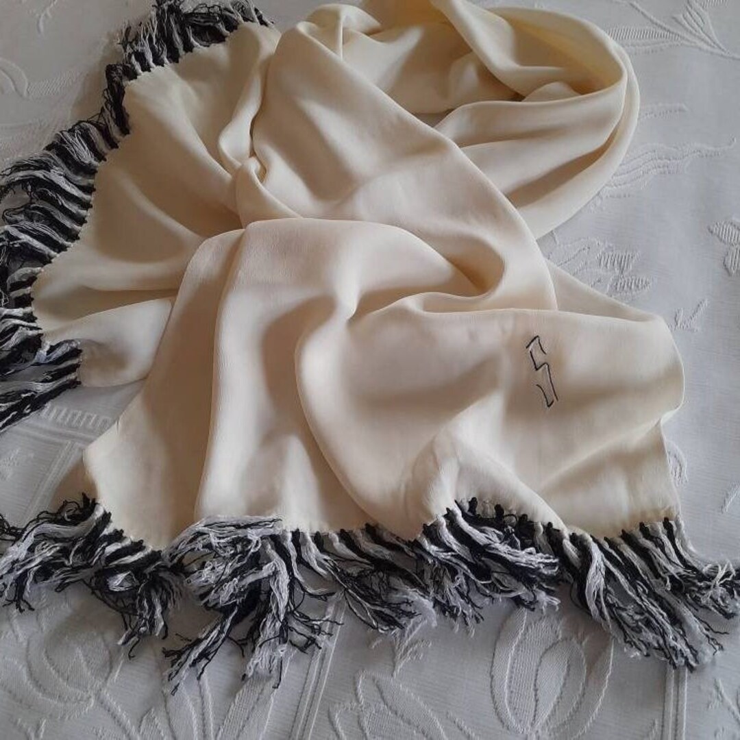 Cream Evening Scarf, Mens Vintage Scarves, 1930s Mens Accessory, 'S