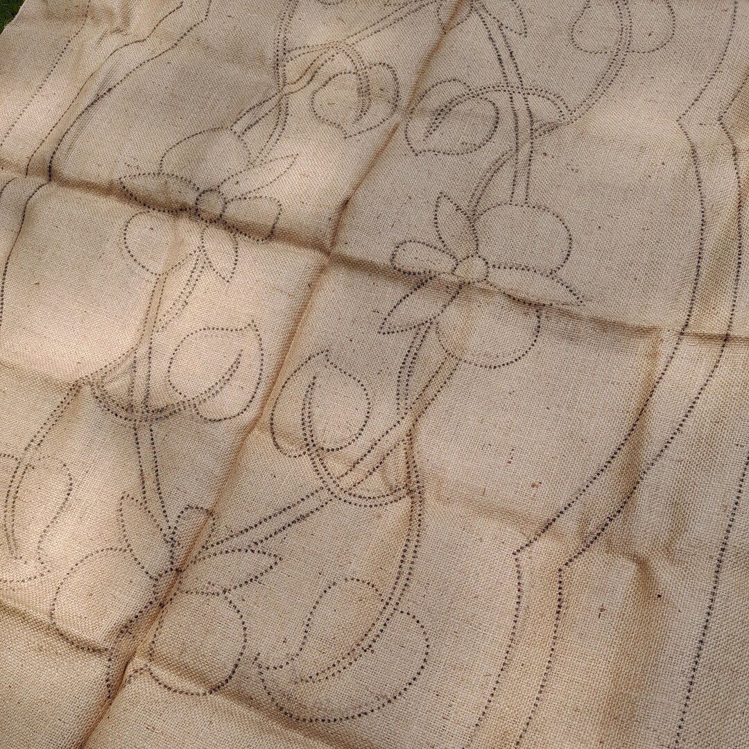 Rag Rug Hessian Base, Vintage Art Nouveau Stamped Design Hessian, Clippy Hookie Proddy Mat