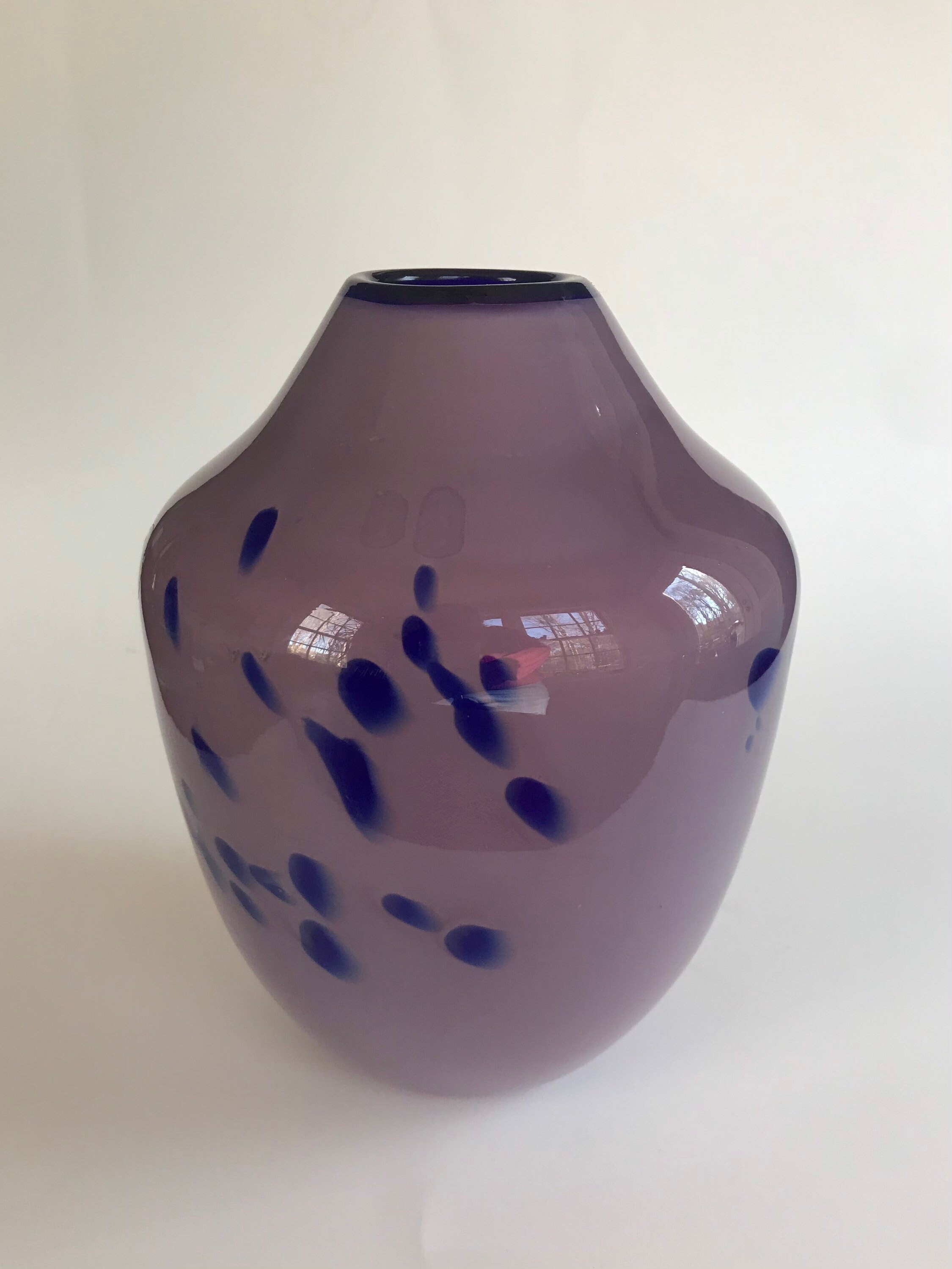 Dansk International Designs Ltd Purple Amethyst Vase with Cobalt Blue Spots Dansk Vase