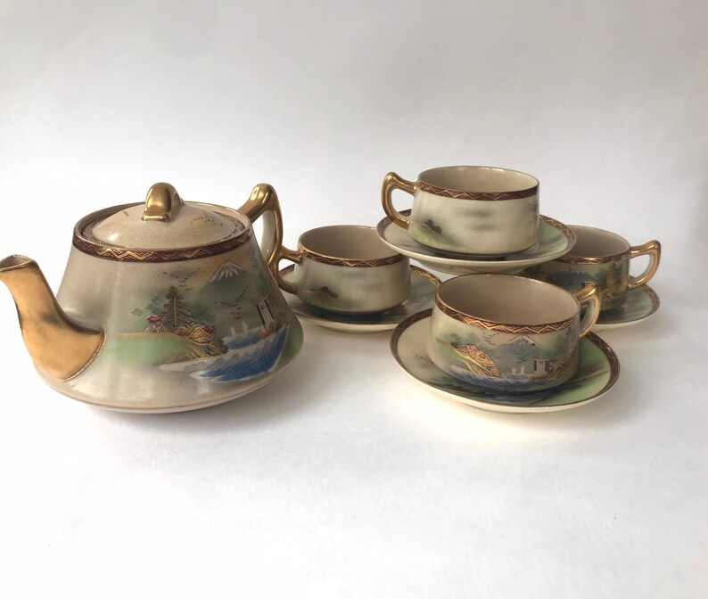 Antique Fine Japanese Satsuma Tea Set Etsy