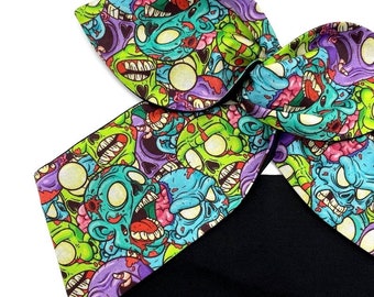 Wired Zombie Apocalypse Head Scarf by Miss Cherry Makewell - Halloween Horror Hair Tie - Rockabilly Headband - Vintage Pin Up Style Hairband