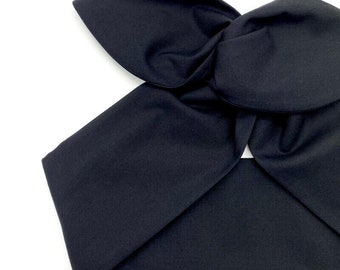 Wired Classic Plain Black Head Scarf by Miss Cherry Makewell - Rockabilly Vintage 1950’s Pin Up Style Headband Hairband Headscarf Hair Tie