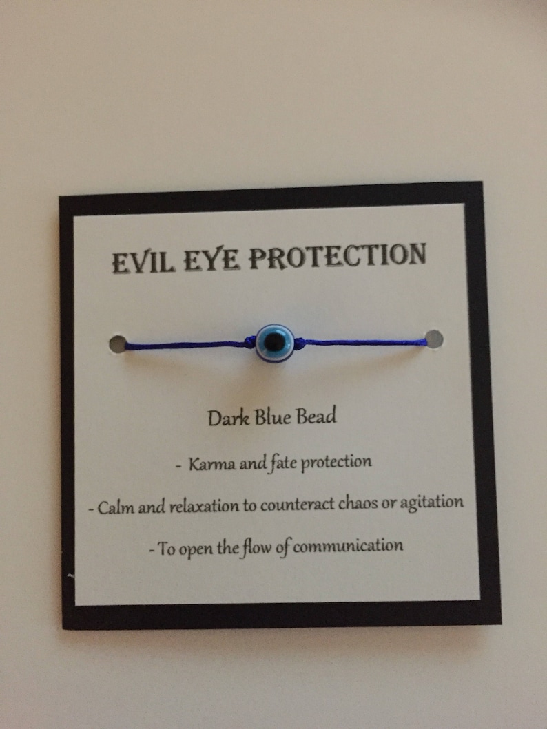 Make a Wish dark blue evil eye bracelet on dark blue cord