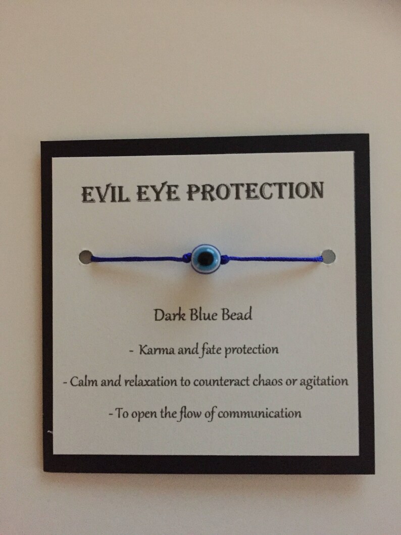 Make a Wish dark blue evil eye bracelet on dark blue cord