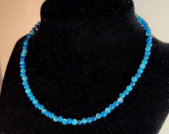 Blue Lace Agate Gemstone Choker Necklace. Wear as a choker or double wrap bracelet!