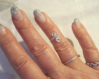 Silver Swirl Midi Ring, Adjustable Toe Ring, Filled Wire Jewelry