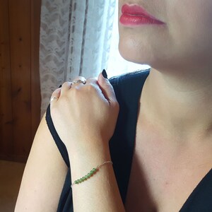 Gemstone Bar Bracelet. Sterling Silver, Minimalist style, BC Jade, Tiger Eye, Iolite or Moonstone gems. Gift for her, Bridal, Christmas