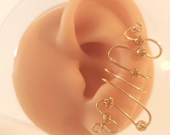 14K Gold Filled No Pierce Ear Climber with Crystal Conch Jewelry