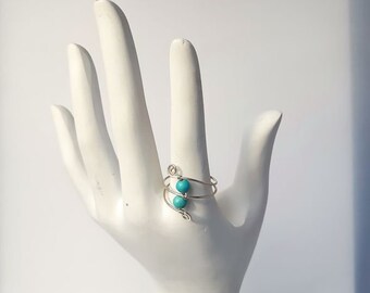 Sterling Silver Statement Ring with Turquoise Magnesite, Citrine or Pink Opaline lustrous gemstones. Christmas, Valentines