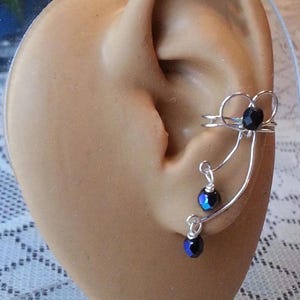 Sterling Silver Bow Ear Cuff with crystal dangles
