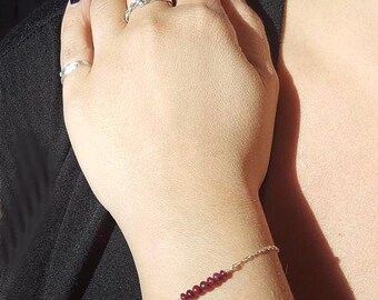 Sterling Silver Gemstone Bar Bracelet, Pearl, Ruby, Opal, Emerald, Blue Topaz Birthstones