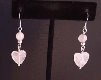 Valerie! Sweet Heart earrings. Gemstone hearts, Sterling Silver dangle earrings. Valentines Gift