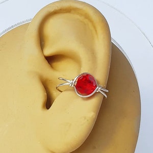 Birthstone Silver Ear Cuff with crystal or pearl centerpiece