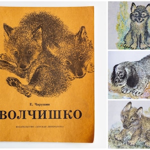 Vintage childrens books Animal books Baby Wolf Vintage illustrated kids book Old used preschool books 1980s