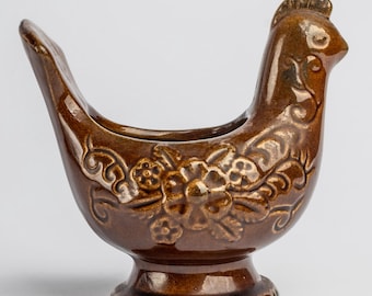 Ceramic Hen Planter: HJO Swedish Pottery Rooster Figurine