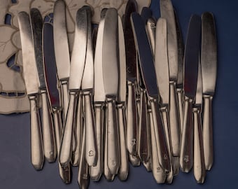 Vintage Stainless Steel Dinner Knives, USSR Cutlery Set, 1960s