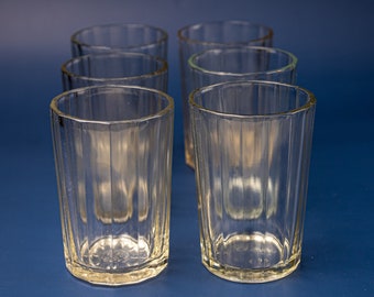 6x Faceted glass vodka shot glasses 200ml Traditional granionyj stakan for whiskey cognac