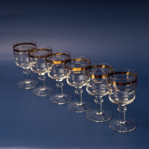 Vintage glassware liqueur glasses set of 6 Stemmed shot glasses Old fashioned glass barware 60s