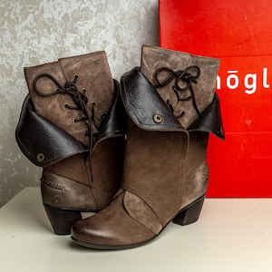 Vintage brown leather boots women Size 5 / 38 Hogl low heel tall boots 90s