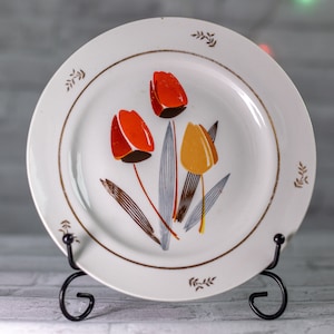 3x Vintage Riga Porslinstallrikar: Tulpan Blomsterfajans, Set om 3