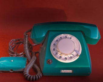 Téléphone à cadran à l'ancienne Téléphone vert émeraude rétro TA-68, décoration de bureau pour téléphone fixe