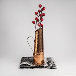 Hammered copper vase with handle Antique pitcher vase Copper jug Swedish farmhouse kitchen decor