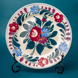 Vintage hand painted floral plate Sarreguemines plate Decorative colorful ceramic plate