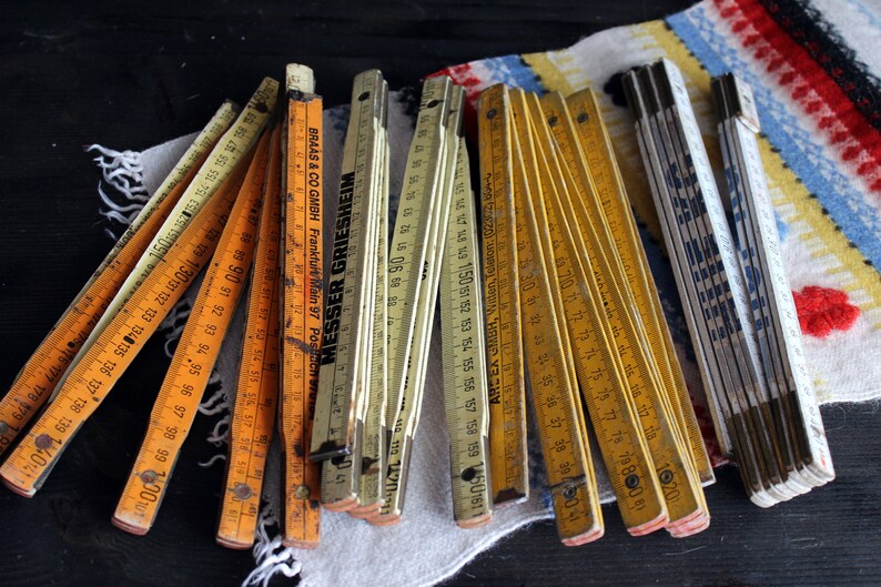 Industrial supplies Measuring tools Meter stick collapsing ruler Old wooden folding wooden ruler 2 meter length ruler yellow white ruler