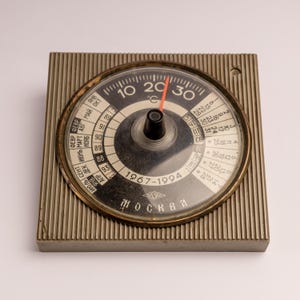 Vintage thermometer with perennial calendar Antique desk mechanical calendar Rare office decor rotating calendar