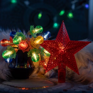 Vintage Christmas Garland with Star Topper: USSR Carousel Lights