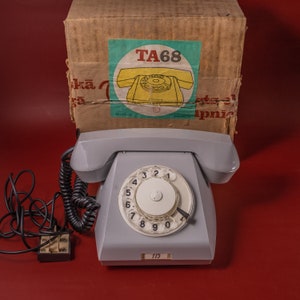 NOS vintage rotary phone blue VEF TA-68 Retro Old fashioned telephone Desk dial landline phone office decor 80s