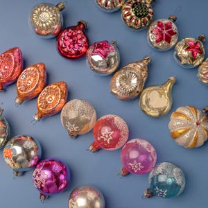 Vintage Christmas ornaments small glass balls Blown mercury glass decorations Christmas tree hanging decor