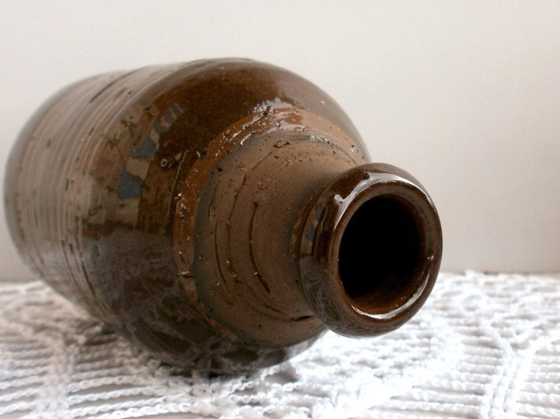Antique Brown Pottery Vase Jie Sweden / Swedish Farmhouse Etsy