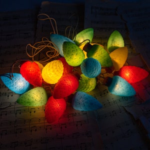 Vintage Christmas Garland: Pine Cone Fairy Lights, USSR Decor