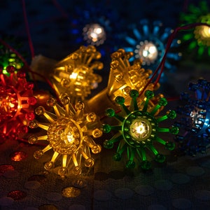 Christmas garland with lights vintage Fairy string lights SNOWFLAKE Christmas tree decor USSR