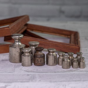 Vintage scale weights Gram balance scale small weights Laboratory equipment apothecary weights
