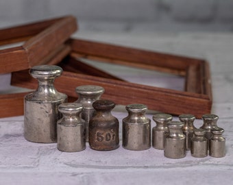 Vintage scale weights Gram balance scale small weights Laboratory equipment apothecary weights